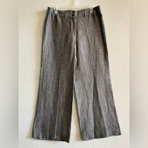 Black/Cream Linen Wide Leg Trousers by Willi Smith | Size 8